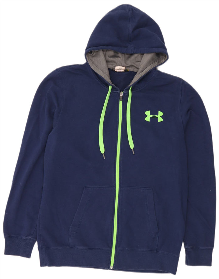 Under Armour Ανδρικό πουλόβερ με φερμουάρ με κουκούλα μεγάλο μπλε βαμβακερό