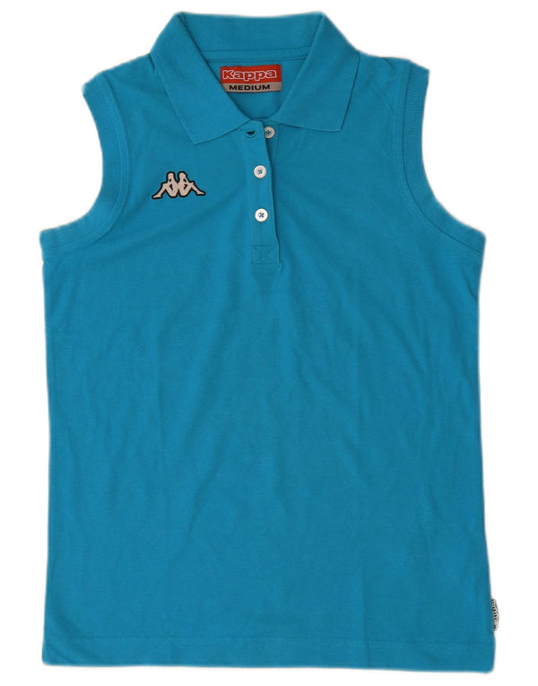 Kappa γυναικείο αμάνικο μπλουζάκι πόλο UK 12 μεσαίο μπλε βαμβακερό