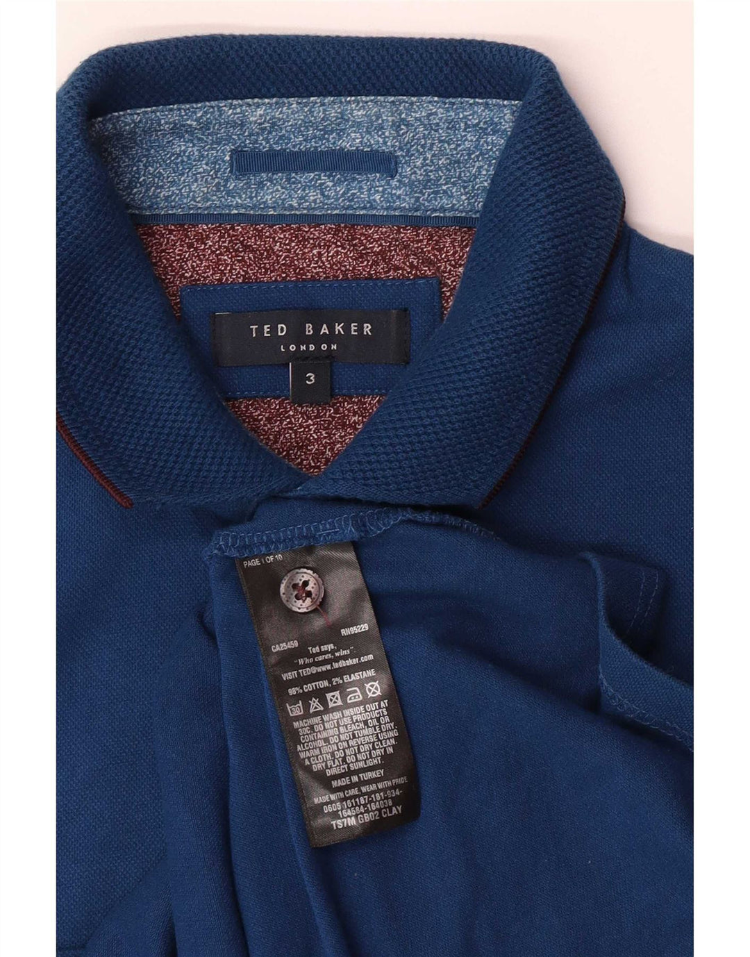 Ted Baker Ανδρικό Πόλο Μπλουζάκι Νούμερο 3 Μεσαίο Μπλε Βαμβακερό