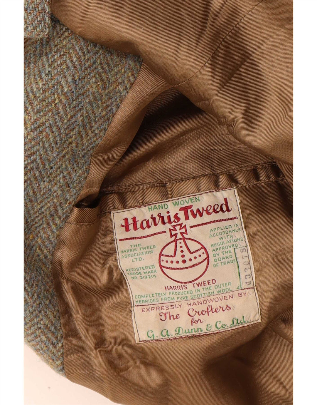 Dunn &Co Mens Harris Tweed UK 40 Large Brown μαλλί ψαροκόκαλο Classic