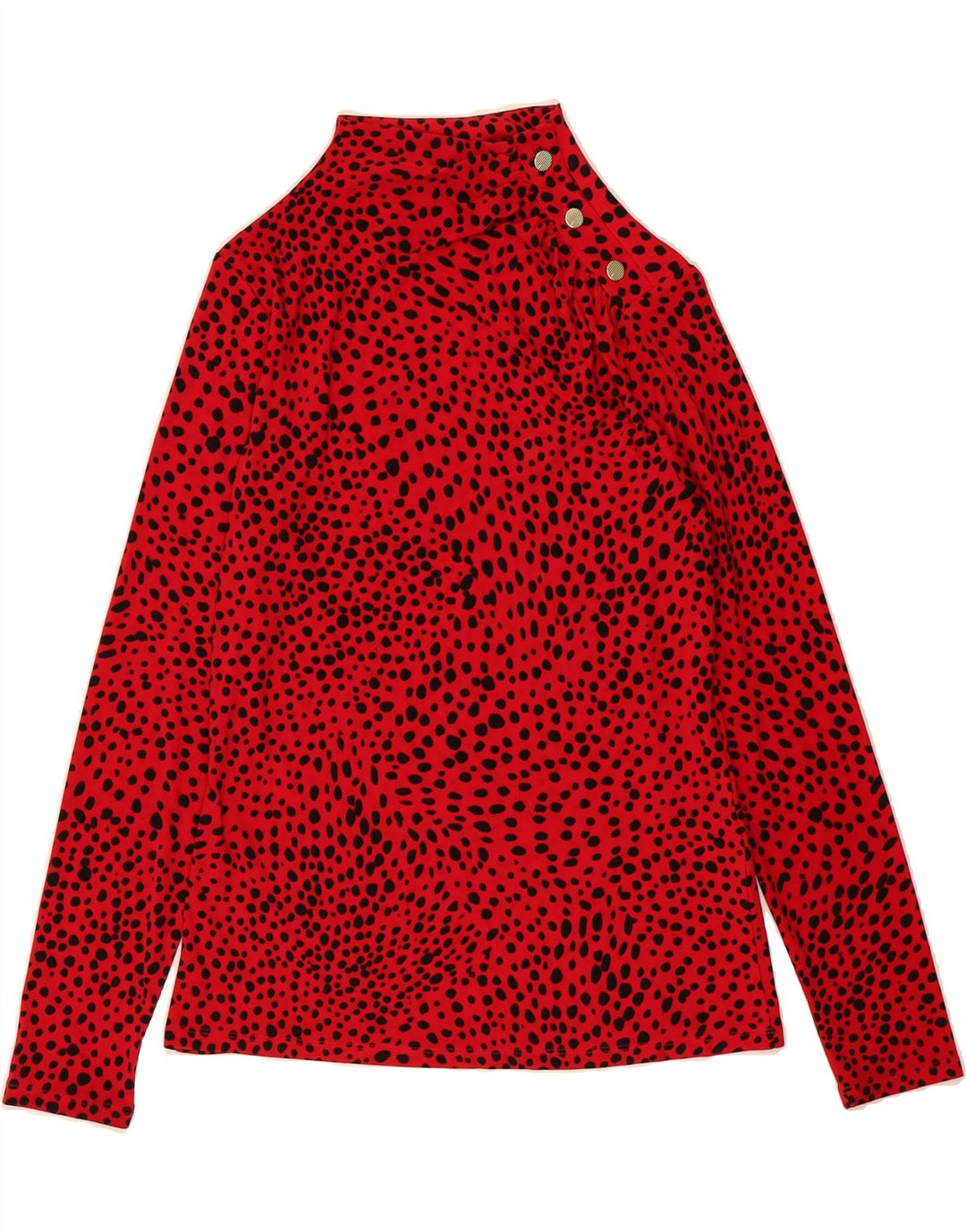 DKNY Womens Blouse Top UK 12 Medium Red Animal Print Polyester Vintage Dkny and Second-Hand Dkny from Messina Hembry 