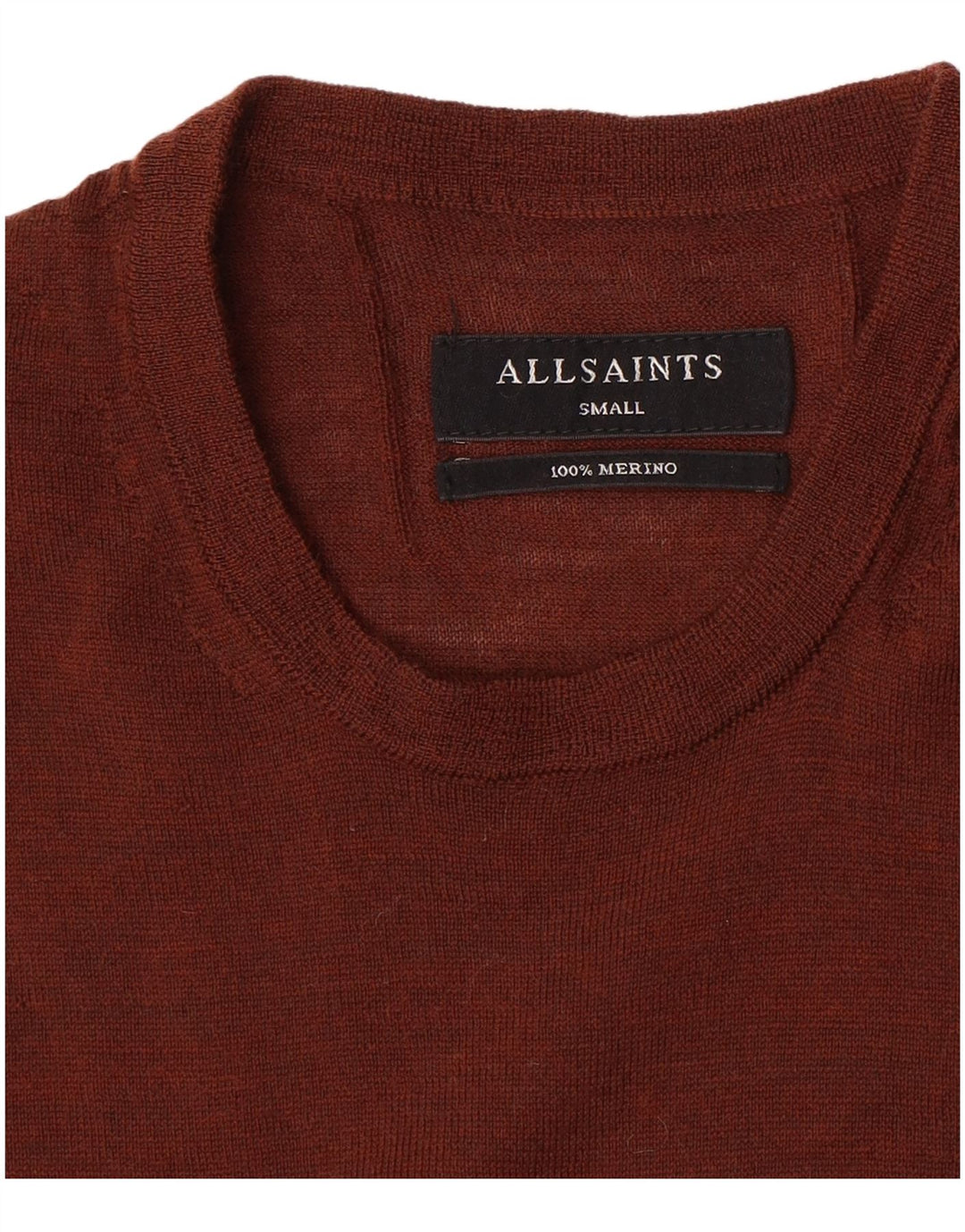 Ανδρικό πουλόβερ All Saints Crew Neck Jumper Μικρό καφέ μαλλί μερινό