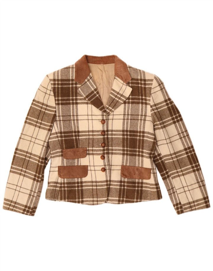 Vintage γυναικείο μπουφάν blazer UK 14 μεσαίου καφέ πολυακρυλικό