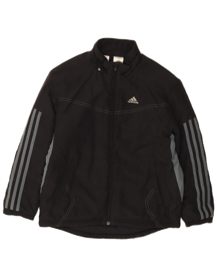 ADIDAS Boys Graphic Windbreaker Jacket 9-10 Years Black Colourblock