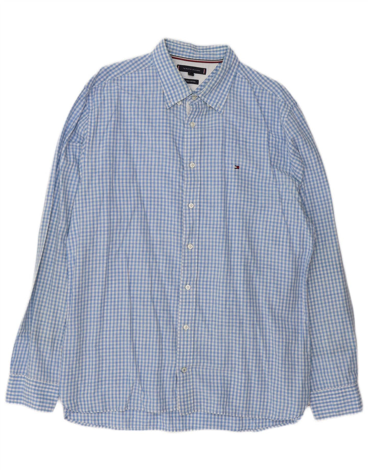 Ανδρικό πουκάμισο Tommy Hilfiger XL Μπλε λινό Gingham