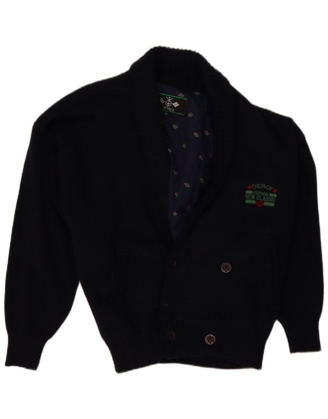 Ανδρικό πουλόβερ VINTAGE Ζακέτα IT 50 Medium Navy Blue Wool