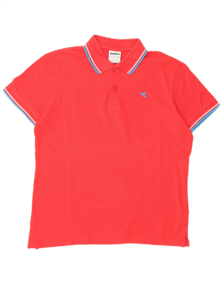 Ανδρικό πουκάμισο πόλο Diadora, μεσαίο κόκκινο βαμβακερό