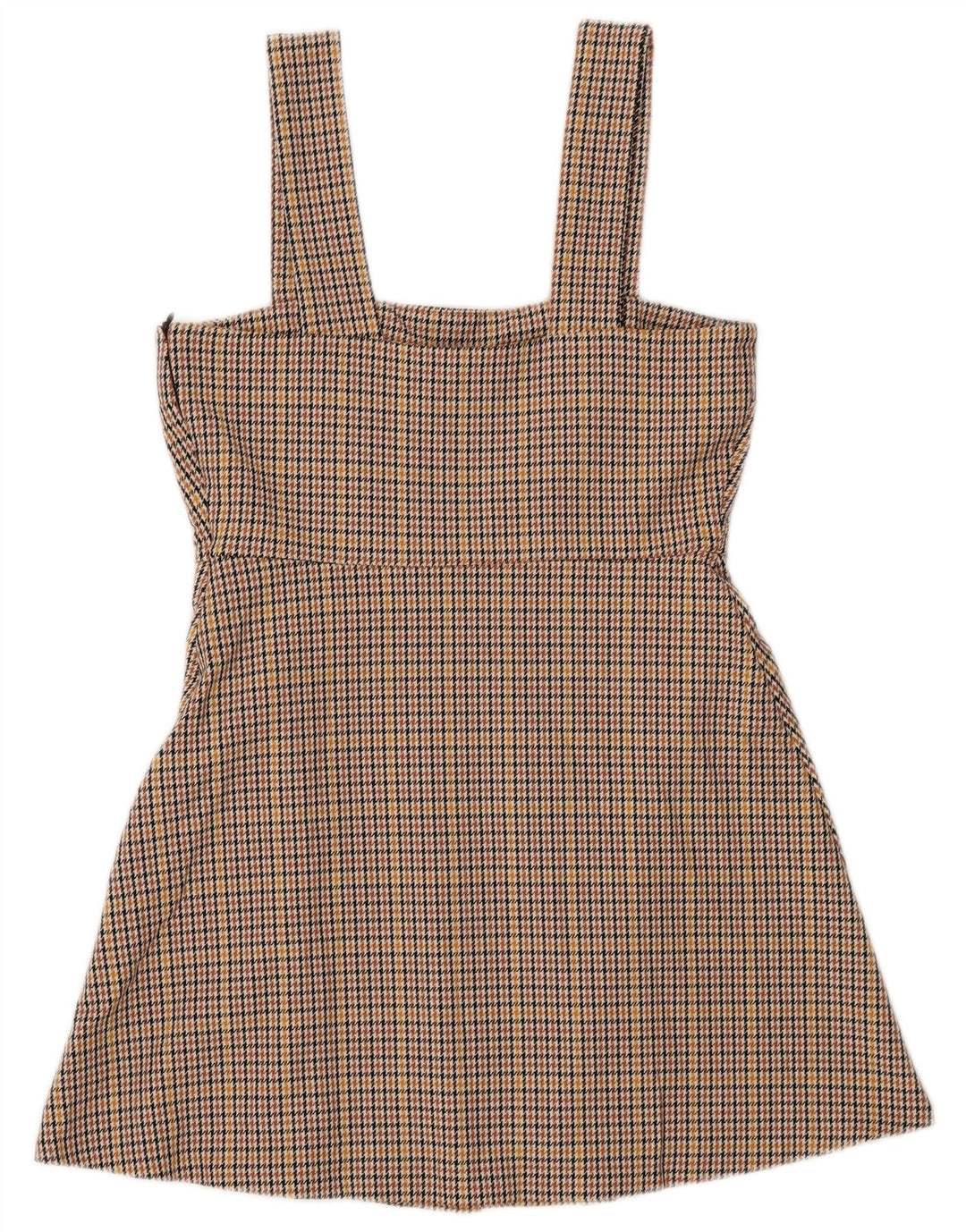 Γυναικείο φόρεμα ZARA Pinafore UK 12 Μεσαίου καφέ πολυεστέρας Houndstooth