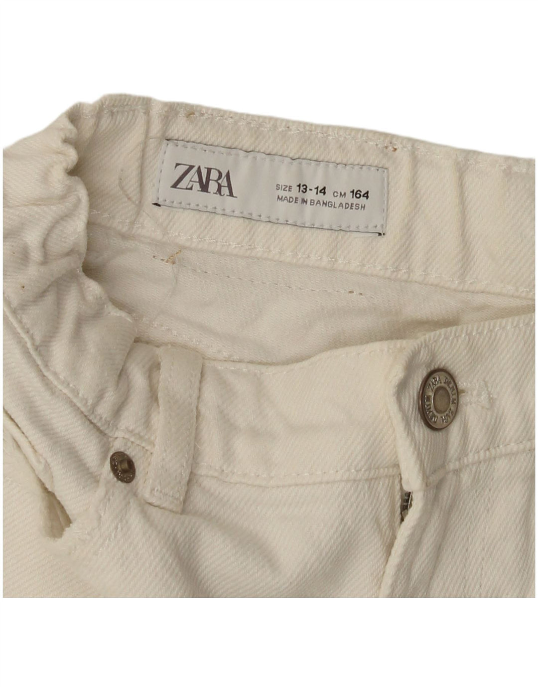 ZARA Girls Distressed τζιν σορτς 13-14 ετών W26 Off White