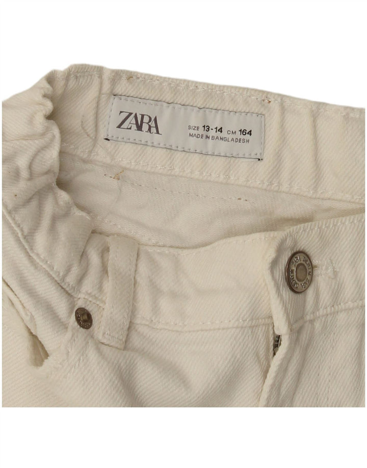 ZARA Girls Distressed τζιν σορτς 13-14 ετών W26 Off White