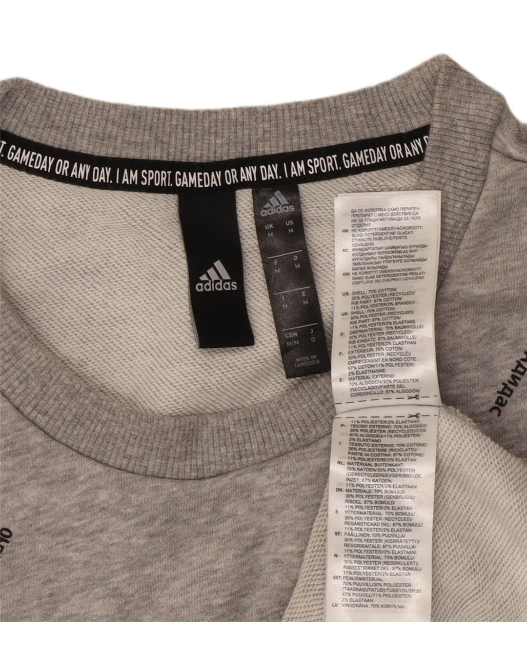 Ανδρικό γραφικό φούτερ ADIDAS Jumper Μεσαίο γκρι βαμβακερό