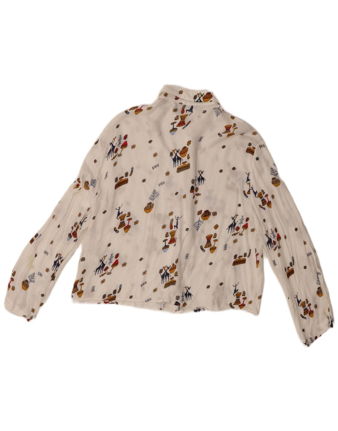 Zara Γυναικείο πουκάμισο See Through UK 6 XS White Geometric Viscose