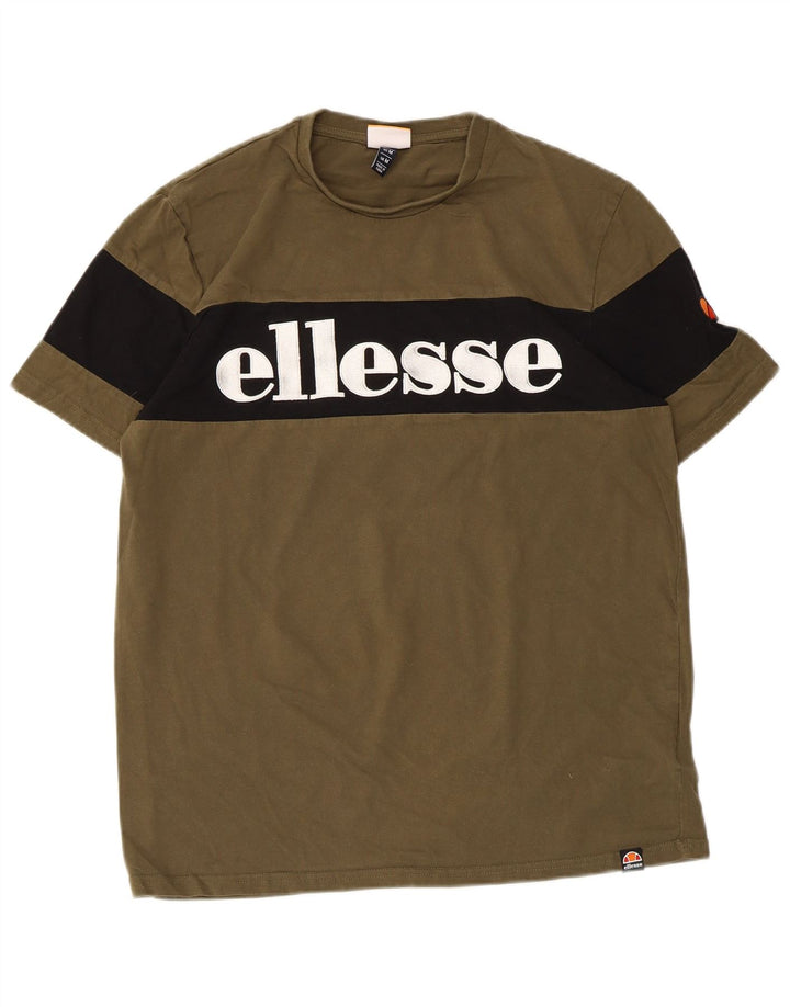 Ανδρικό γραφικό μπλουζάκι Ellesse Top Medium Khaki Colourblock Βαμβακερό