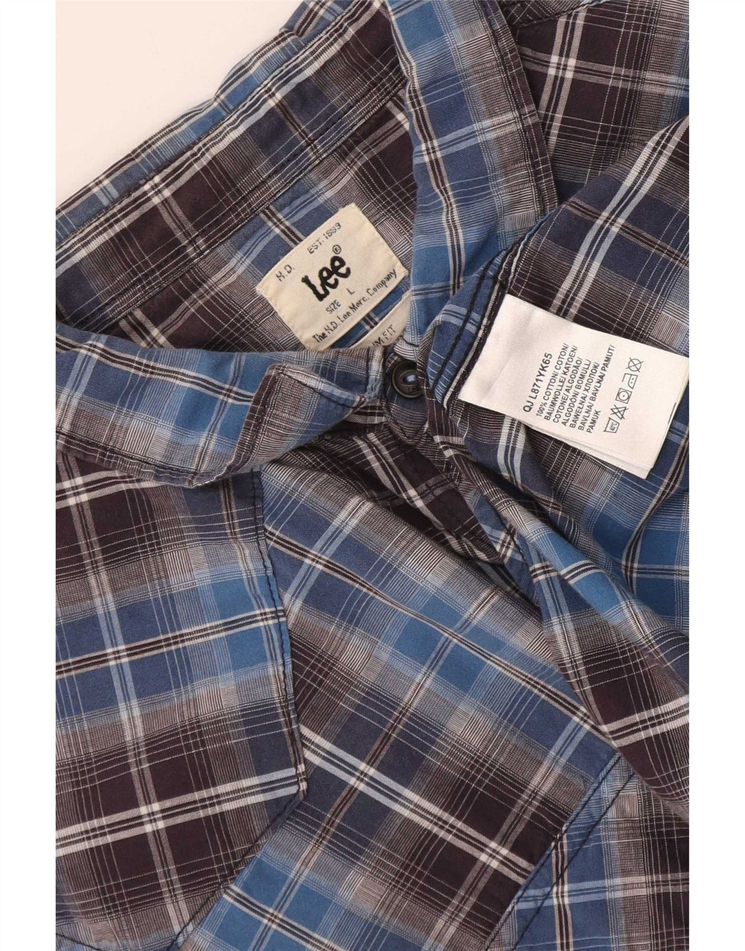 Ανδρικό πουκάμισο Lee Slim Fit Large Blue Check Cotton