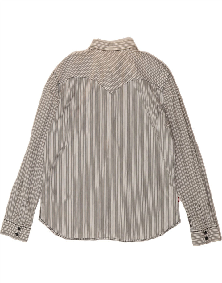 LEVI'S Mens Shirt 2XL Grey Pinstripe Cotton Vintage Levi's and Second-Hand Levi's from Messina Hembry 