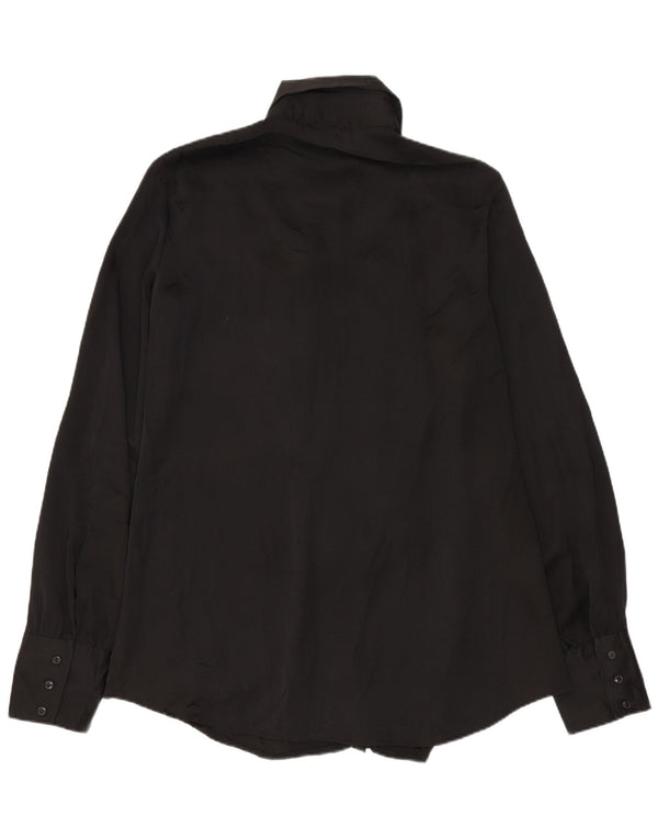 Γυναικείο πουκάμισο Benetton Ruffle Μπροστινό UK 14 Μεσαίο Μαύρο