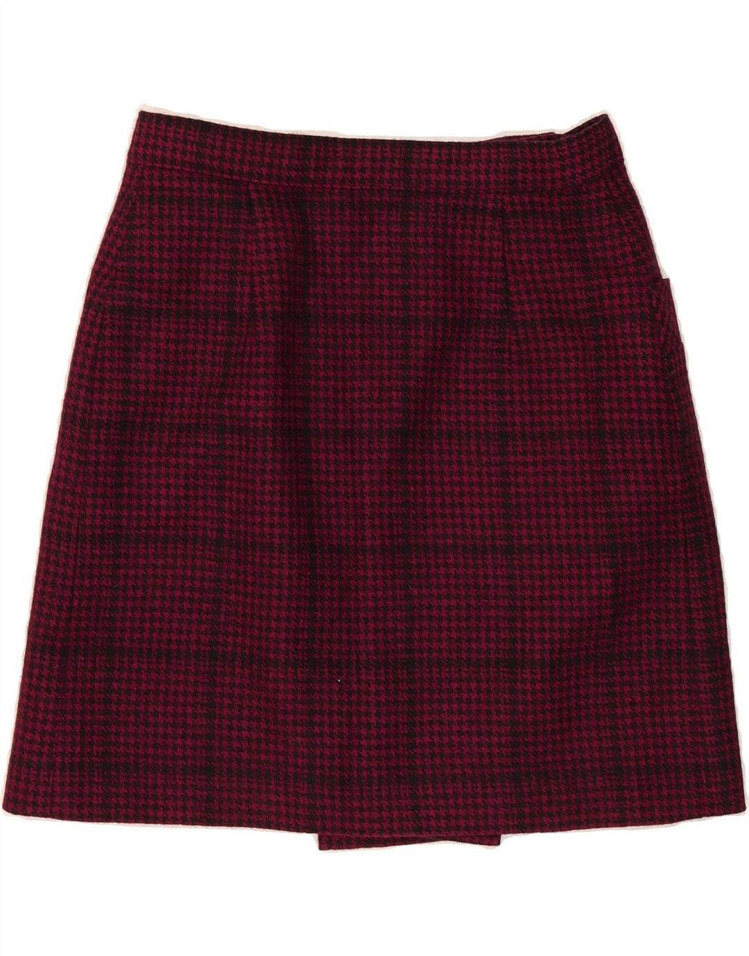 Γυναικεία Wrap Φούστα VINTAGE W30 Μέτριο ροζ Houndstooth παρθένο μαλλί