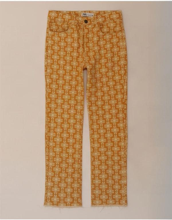 Zara Γυναικείο Cropped Jeans EU 38 Small W28 L24 Yellow Floral