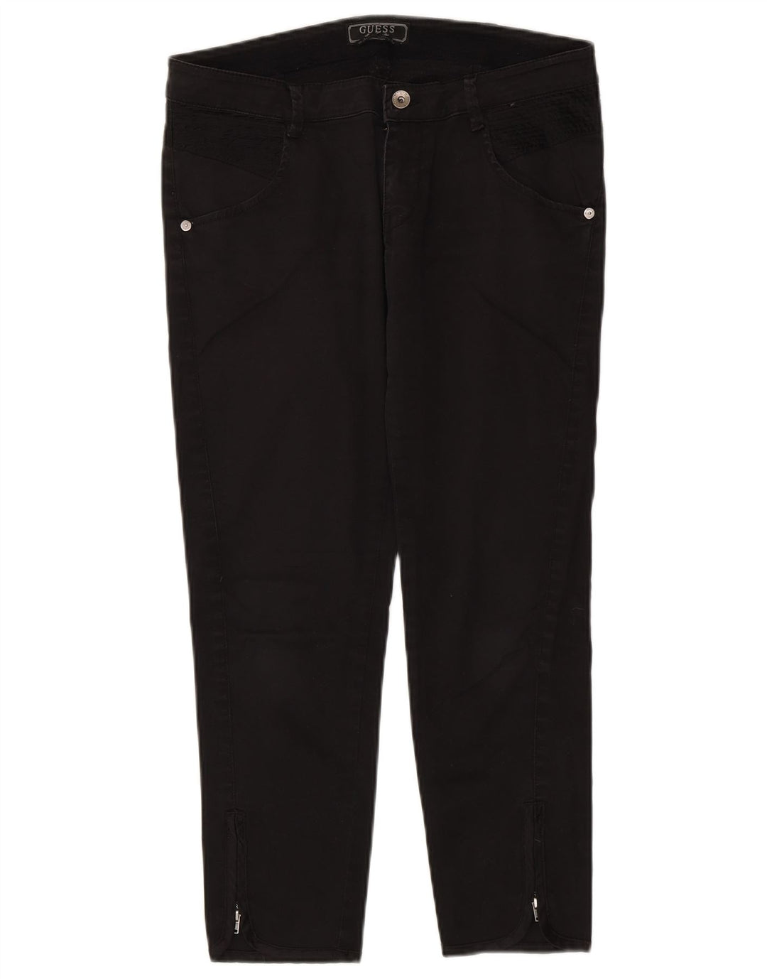 Γυναικείο Cropped Παντελόνι Guess W30 L25 Μαύρο βαμβακερό