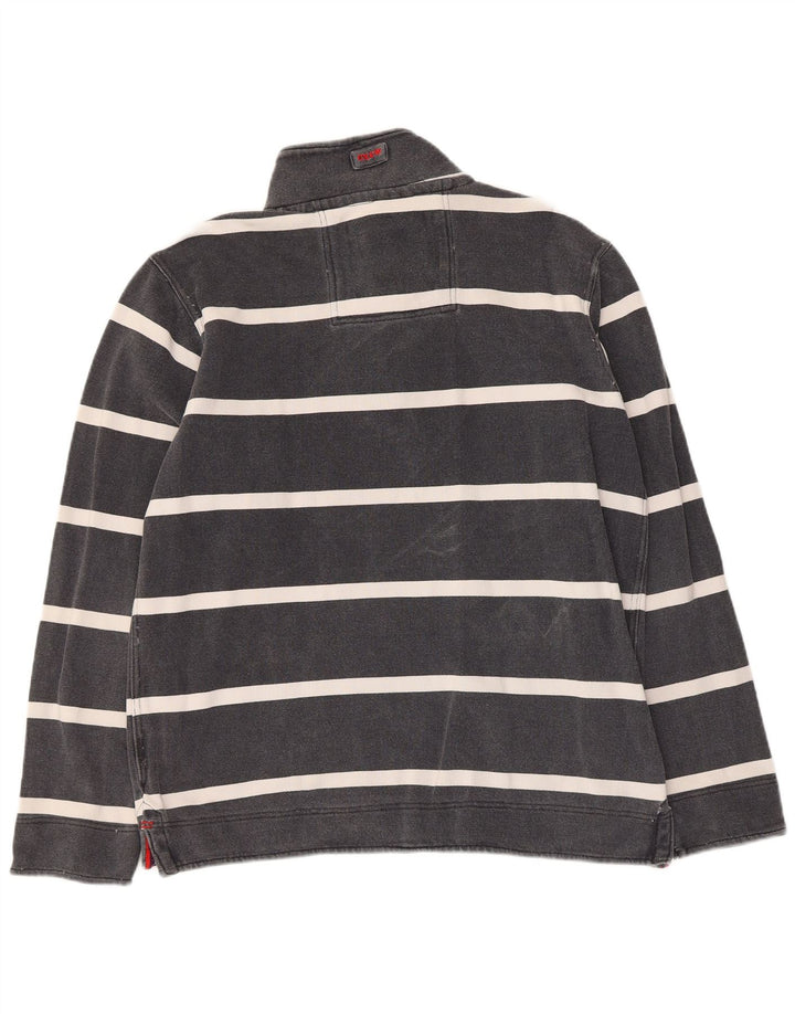 Crew Clothing Ανδρική μπλούζα με λαιμό κουμπιά πουκάμισο Μικρό γκρι βαμβακερό ριγέ