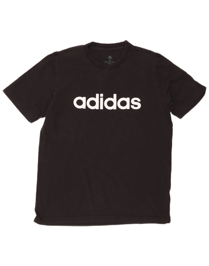 ADIDAS Mens Graphic T-Shirt Top Medium Black Cotton