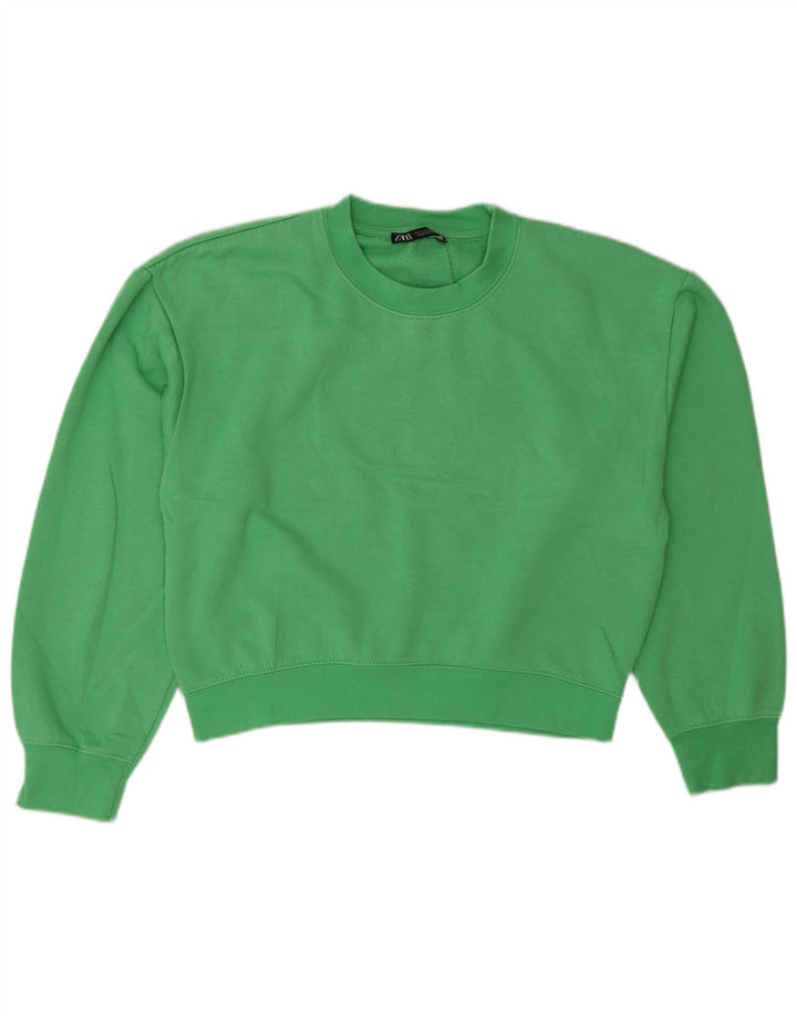 Zara Γυναικεία φούτερ μεγάλης κλίμακας Crop Jumper UK 10 Small Green Polyester