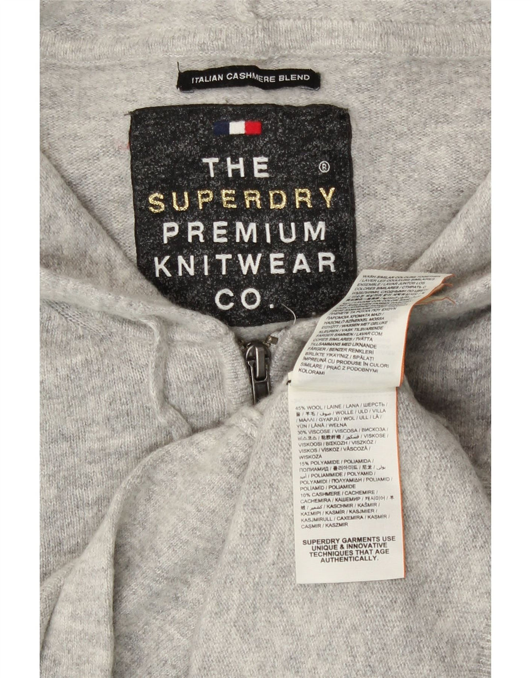 Γυναικείο πουλόβερ ζακέτα με κουκούλα Superdry UK 14 Medium Grey Wool