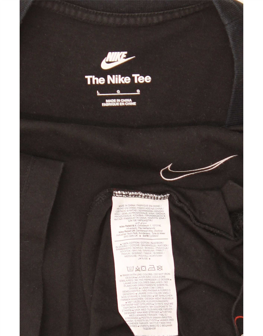 Ανδρικό γραφικό μπλουζάκι Nike, μεγάλο μαύρο βαμβακερό