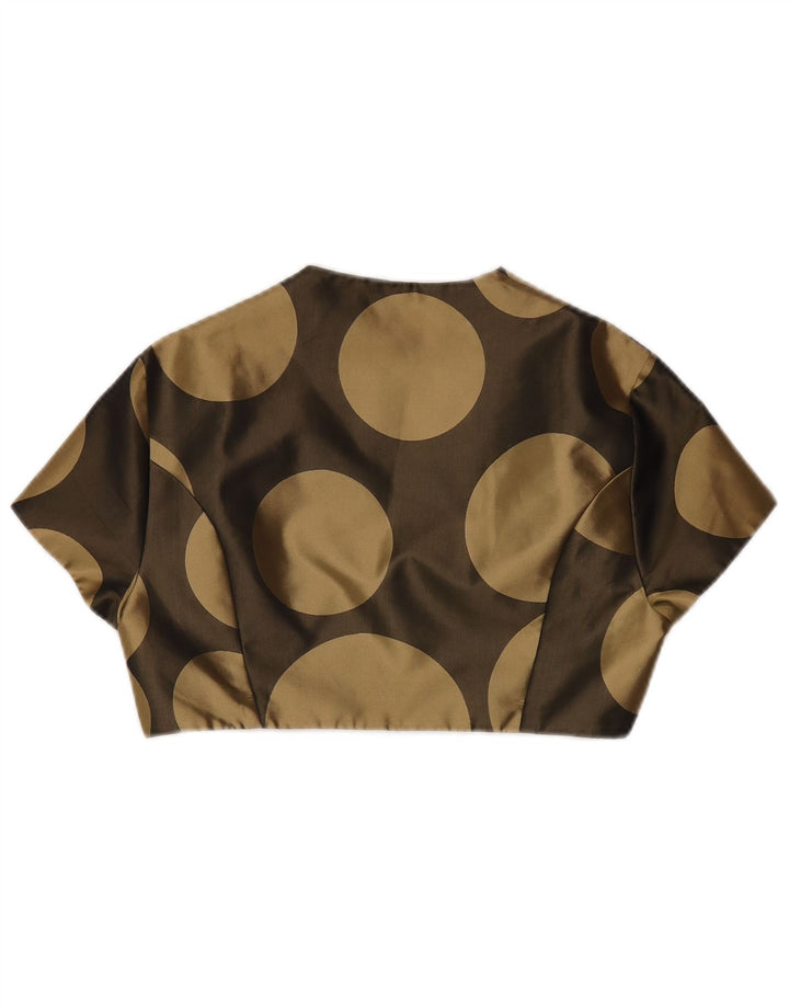 Ντεμπούτο γυναικείο κοντομάνικο μπολερό τοπ 14 μεσαίου μεγέθους χακί γεωμετρικός πολυεστέρας