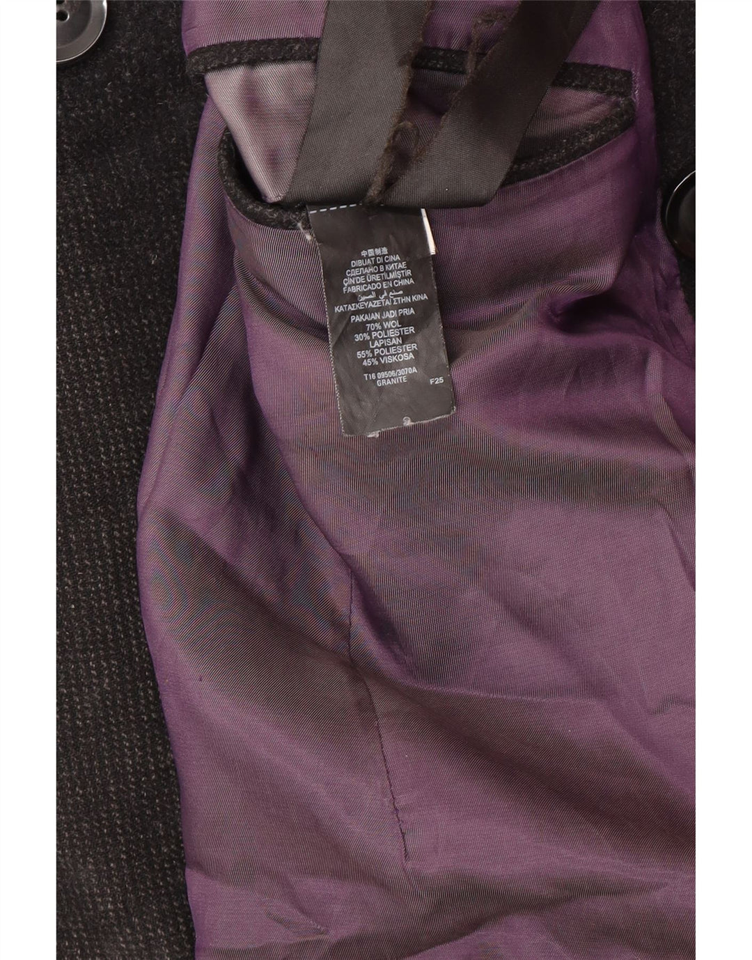 Marks & Spencer Ανδρικό παλτό μπιζελιού UK 38 μεσαίο μαύρο μαλλί