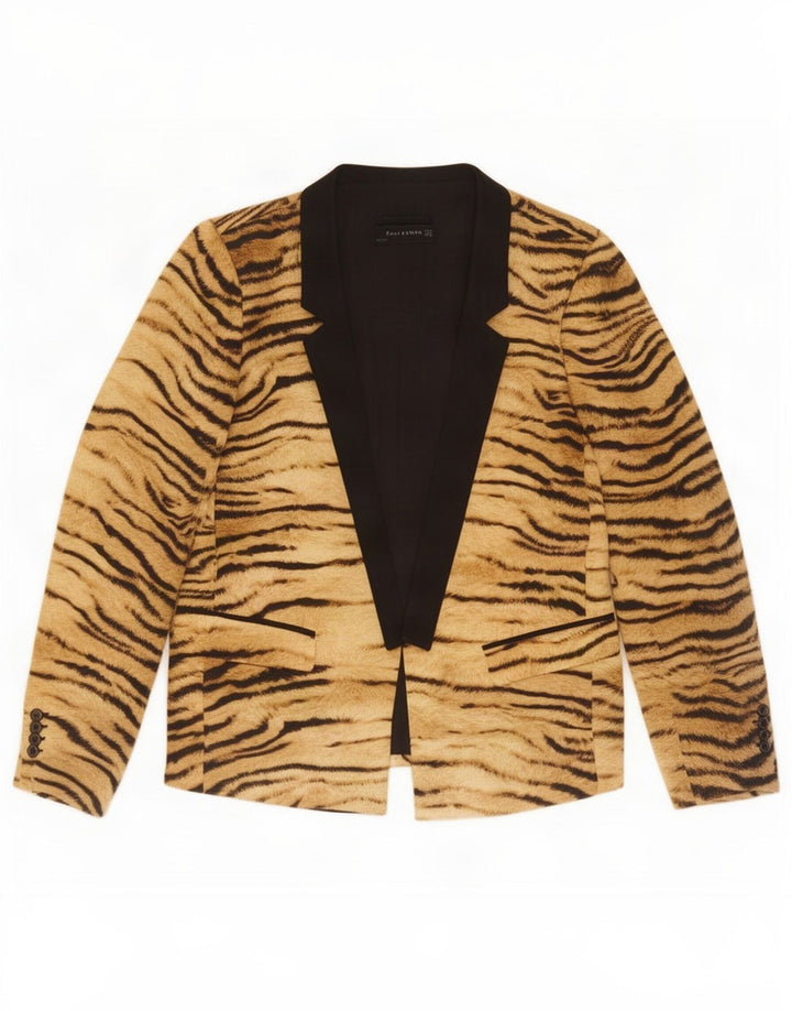 Zara Γυναικείο ανοιχτό σακάκι UK 14 Medium καφέ Animal print
