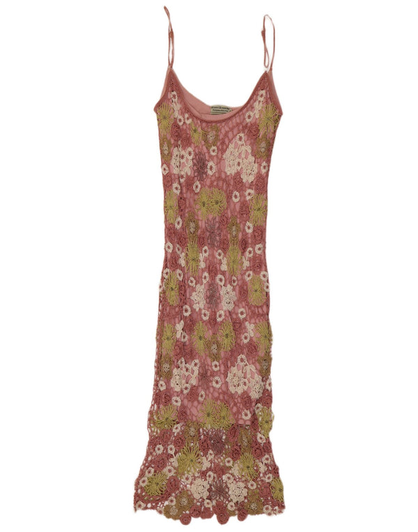 Claire Kennedy Γυναικείο Crochet Maxi Φόρεμα US 2 XS Pink Floral