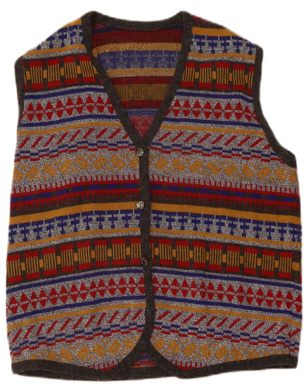 VINTAGE Γυναικείο Γιλέκο UK 16 Large Πολύχρωμο Fair Isle