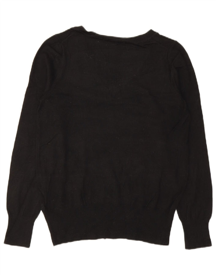 Marks & Spencer Γυναικείο πουλόβερ με λαιμόκοψη σε V UK 10 Small Black Viscose