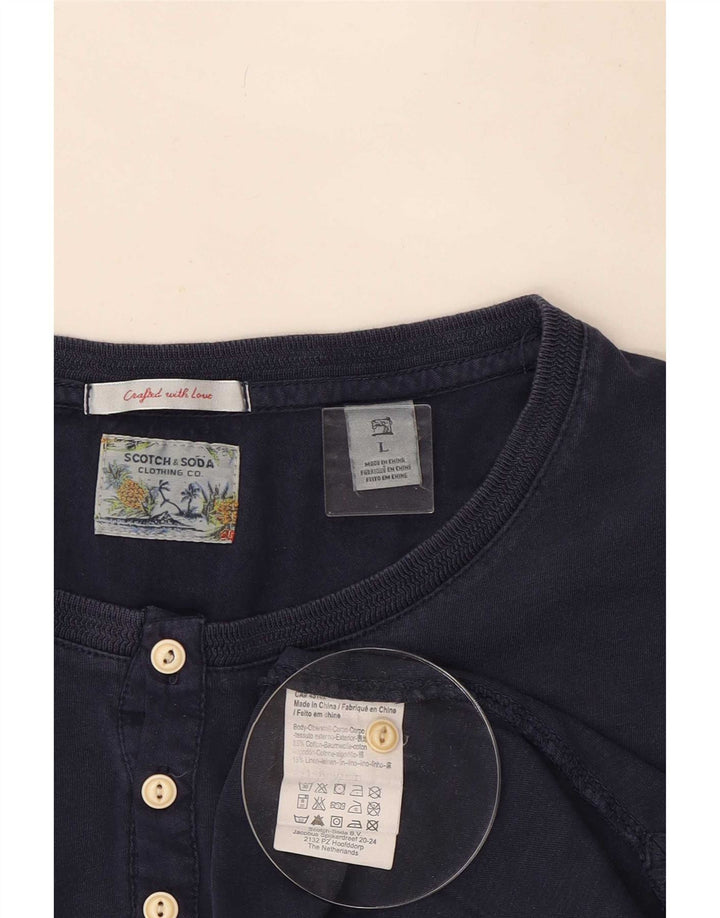 Ανδρικό μπλουζάκι Scotch & Soda, μακρυμάνικο μεγάλο, μπλε βαμβακερό