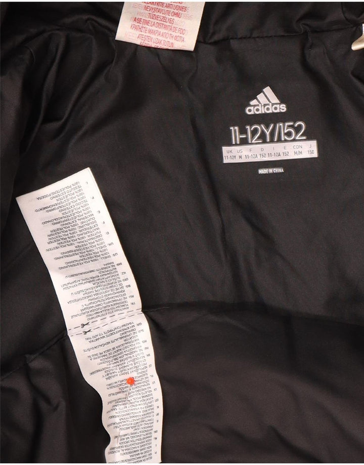 Μπουφάν Adidas Boys με κουκούλα με επένδυση 11-12 ετών μαύρο πολυεστέρα