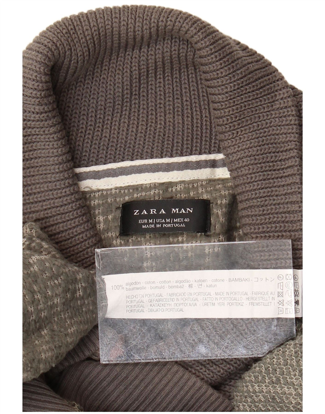 Ανδρικό πουλόβερ Zara με σάλι λαιμό, μεσαίο βαμβακερό