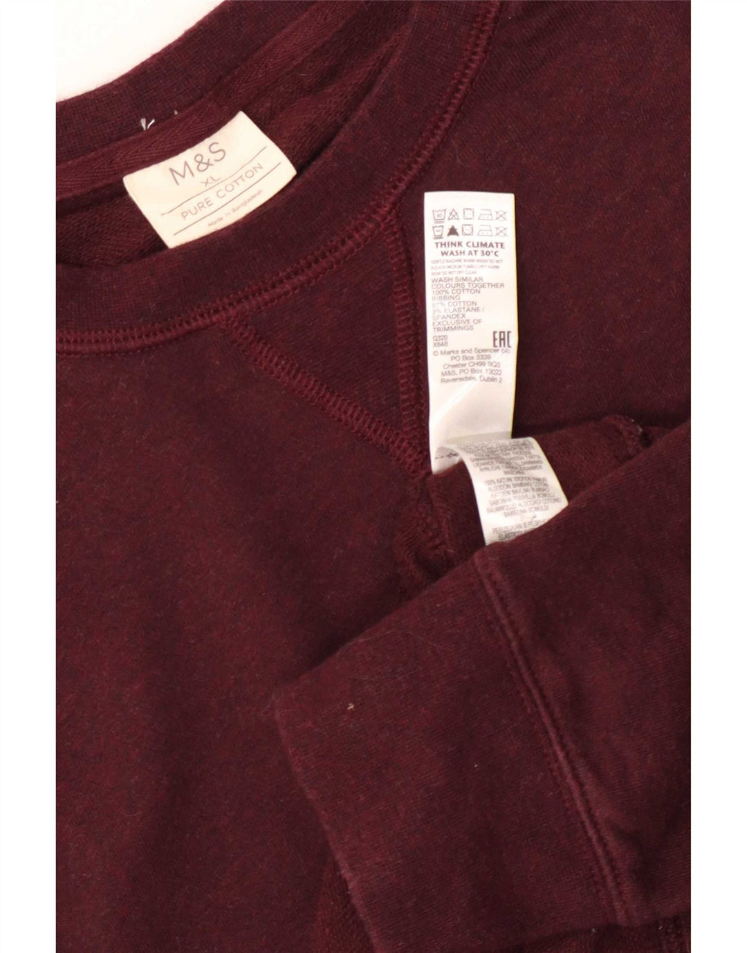 Ανδρικό φούτερ Marks & Spencer Jumper XL Βαμβακερό μπορντό