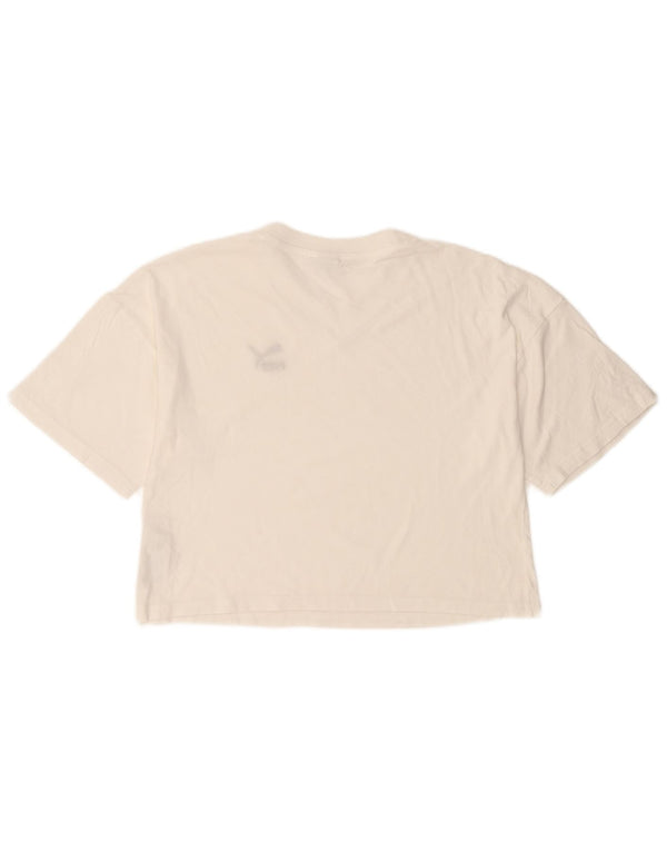 Puma Γυναικείο T-Shirt Oversized Crop Top UK 6 XS Λευκό βαμβακερό
