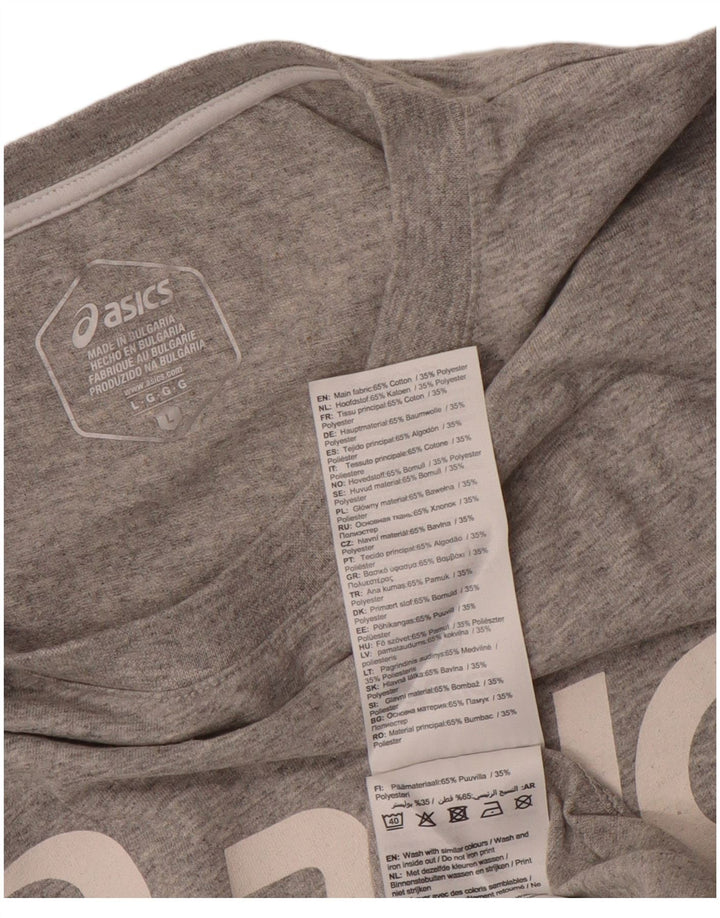 Ανδρικό γραφικό μπλουζάκι Asics Top μεγάλο γκρι βαμβακερό