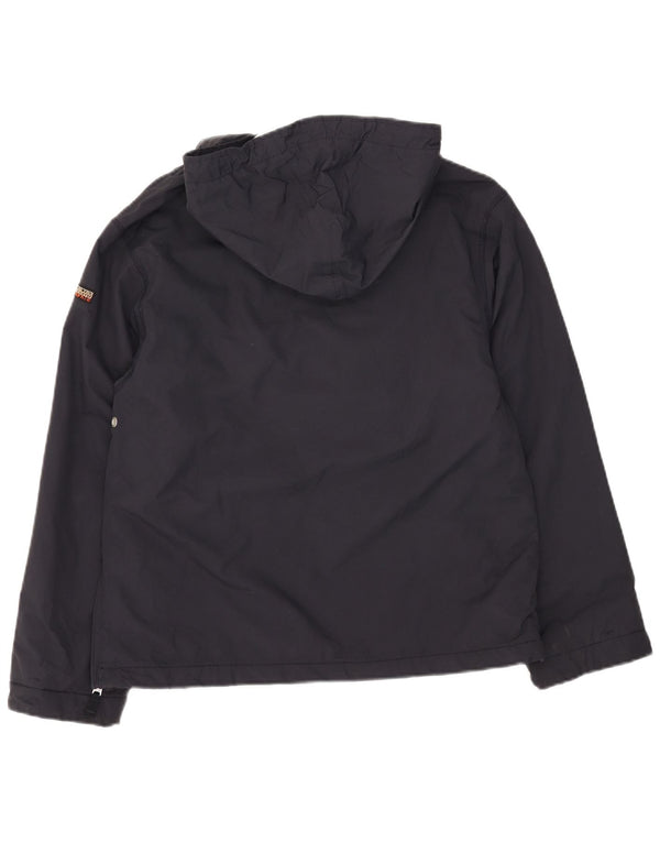 Napapijri Boys Graphic Hooded Anorak Jacket 13-14 Years Navy Blue Polyamide