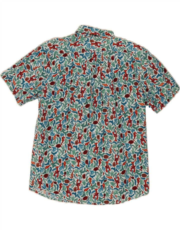 LANDS END Mens Abstract Pattern Short Sleeve Shirt Medium Multicoloured Vintage Lands End and Second-Hand Lands End from Messina Hembry 