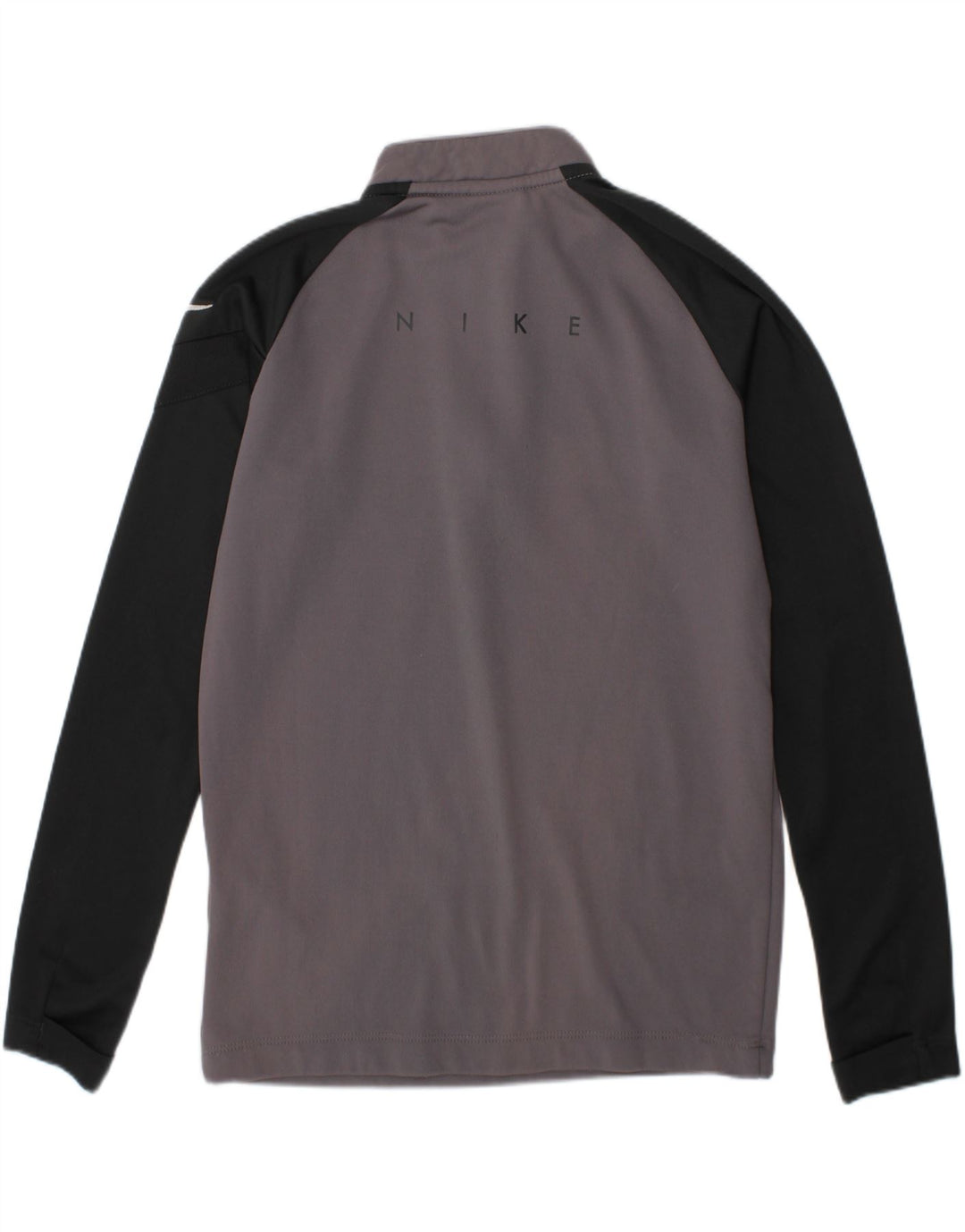 NIKE Boys Dri Fit Pullover Tracksuit Top 6-7 Years XS Grey Colourblock Vintage Nike and Second-Hand Nike from Messina Hembry 