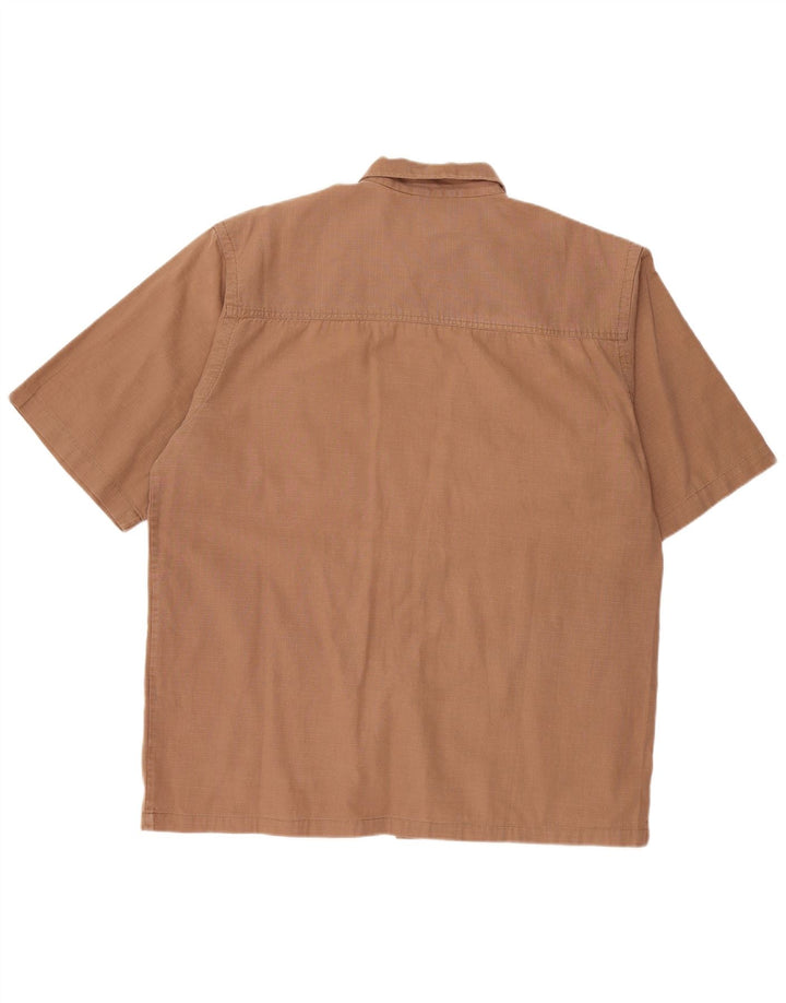 Ανδρικό κοντομάνικο πουκάμισο JEEP XL Καφέ βαμβακερό