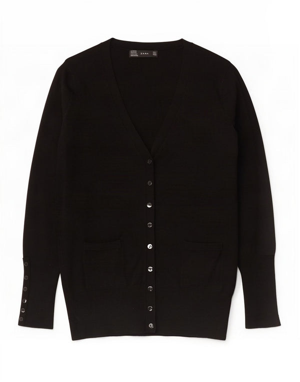 Zara Γυναικείο πουλόβερ με ζακέτα UK 14 Large Black Rayon