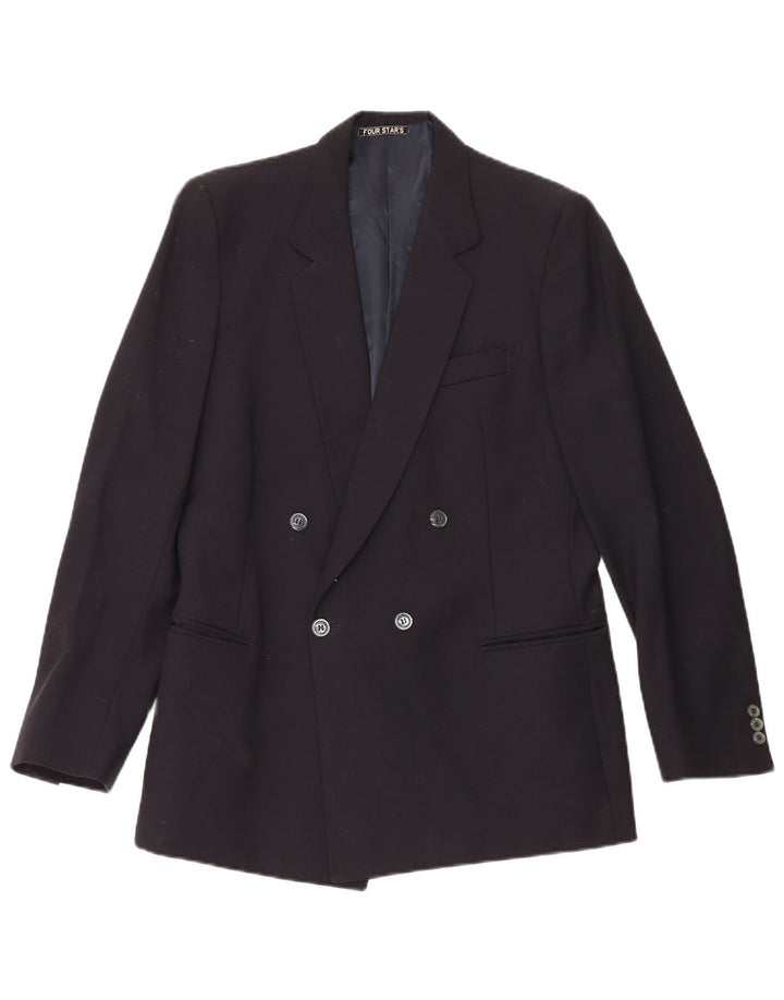 Vintage Ανδρικό Μπουφάν Blazer Διπλό στήθος IT 50 Μεγάλο Μαλλί Navy Blue