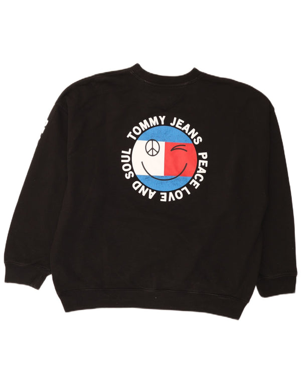 Tommy Hilfiger Mens Graphic Sweatshirt Jumper Large Black Cotton