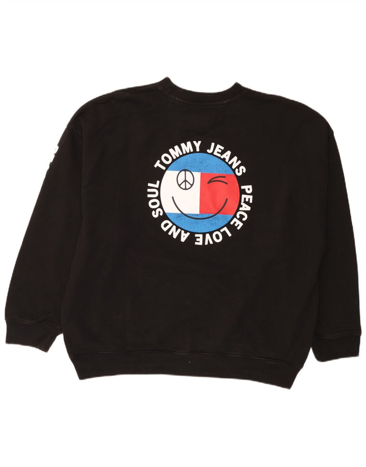 Γραφικό ανδρικό φούτερ Tommy Hilfiger Jumper μεγάλο μαύρο βαμβακερό