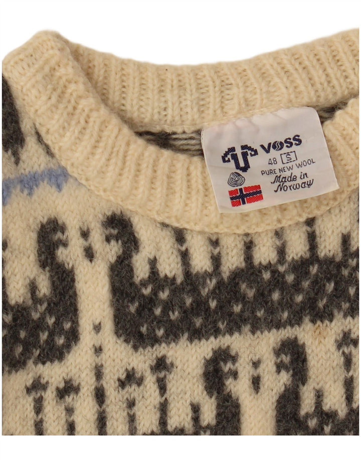 VOSS Γυναικείο πουλόβερ με λαιμόκαυστο UK 10 Small Off White Fair Isle Wool