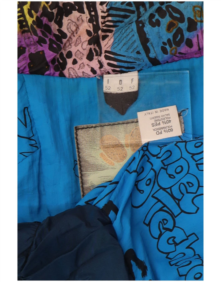Vintage γυναικείο υπερμεγέθη μπουφάν σκι IT 52 2XL Blue Animal Print Polyamide